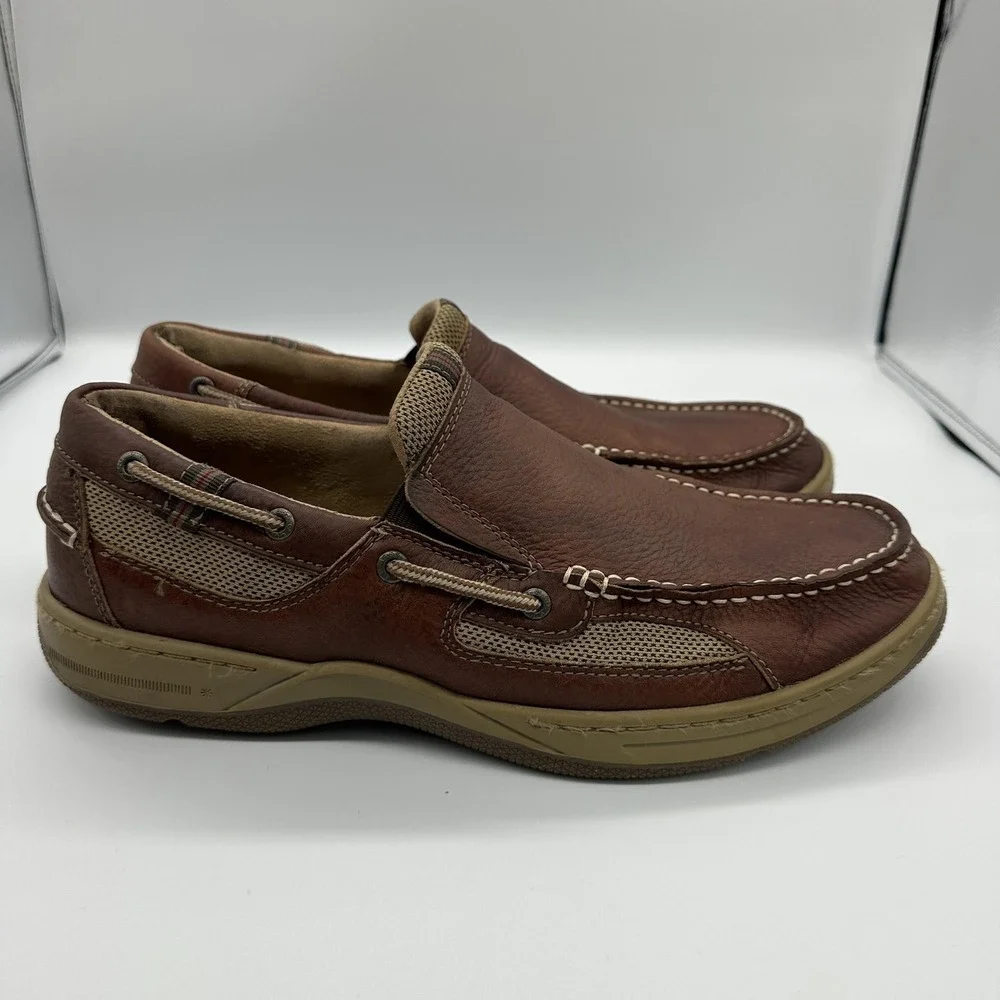 Bass Baron III Shoes Mens Size 13 Brown Leather Slip On Casual Boat Loafers